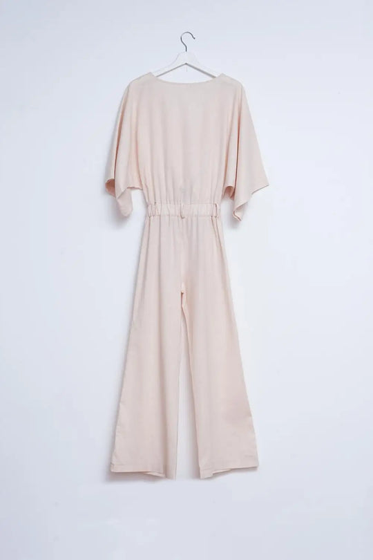 Linen Tie waist jumpsuit in beige - Jeans