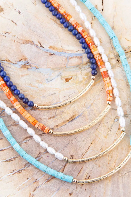 Little Bit Turquoise Golden Bar Necklace - Necklaces