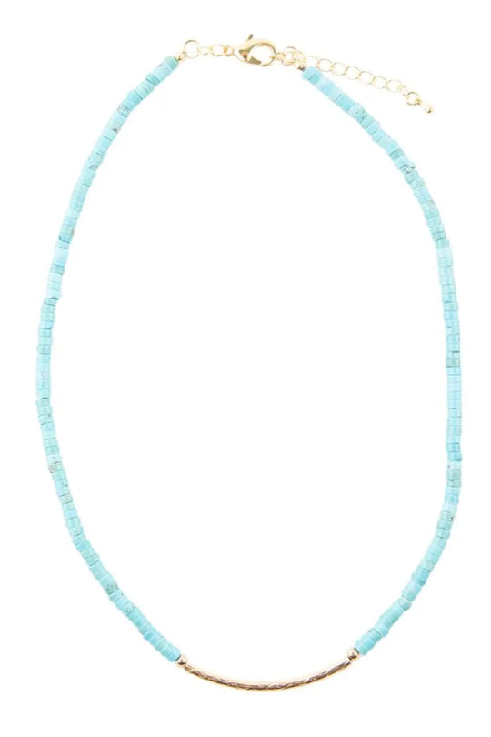 Little Bit Turquoise Golden Bar Necklace - Necklaces