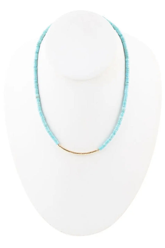 Little Bit Turquoise Golden Bar Necklace - Necklaces