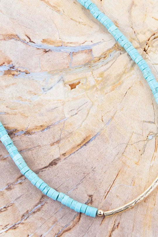 Little Bit Turquoise Golden Bar Necklace - Necklaces