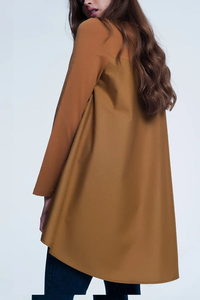 Long brown t-shirt with long sleeves - Shirts