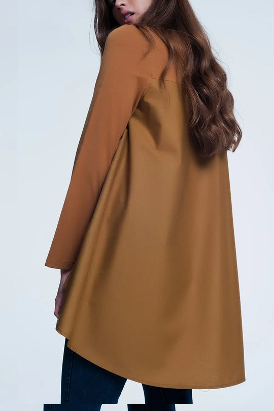 Long brown t-shirt with long sleeves - Shirts