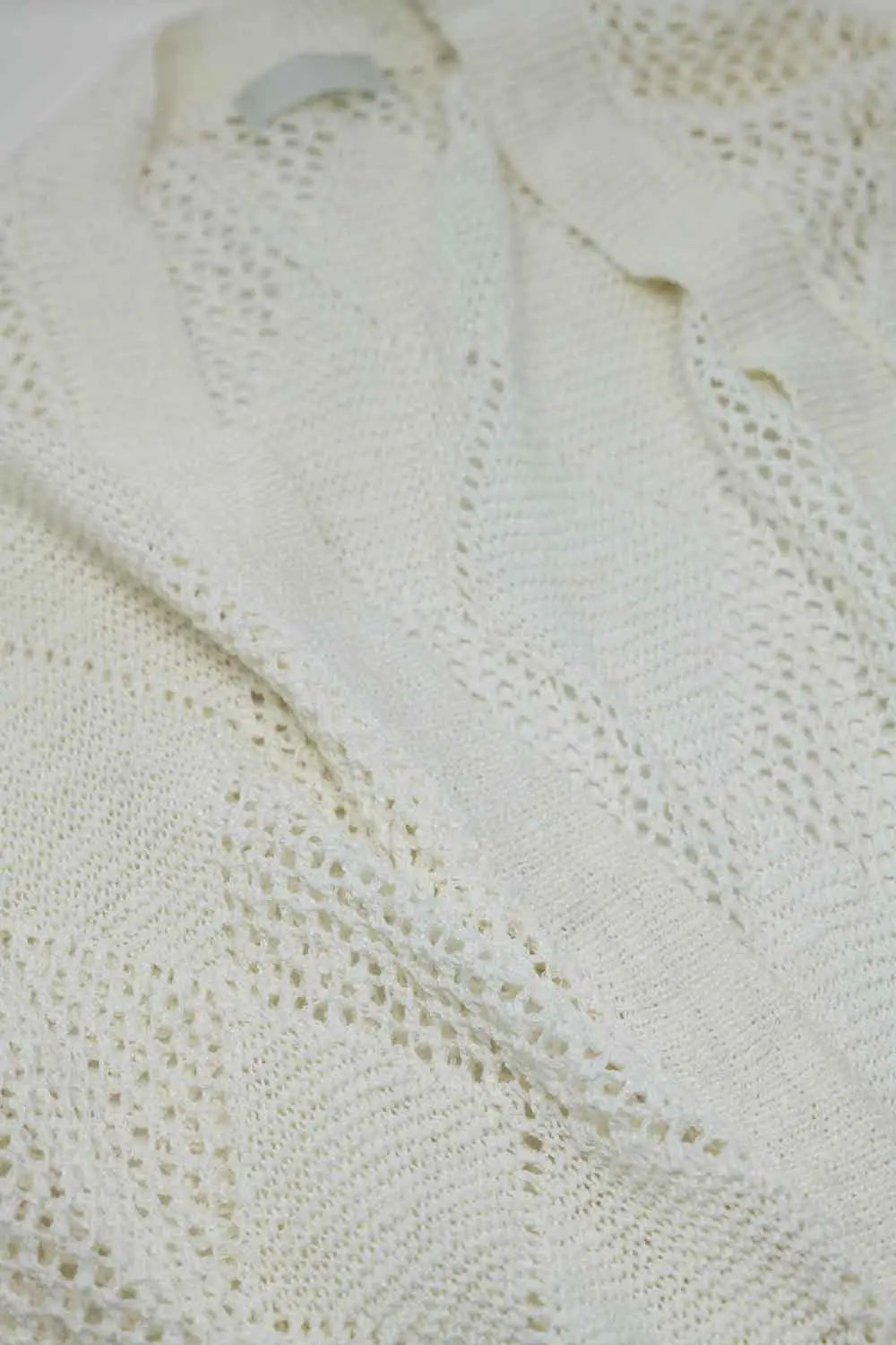 Long Cream Knit Cardigan - One Size / White - Sweaters