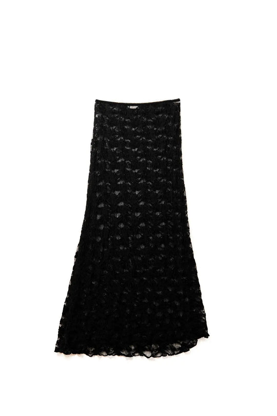 Long Sheer Black Bohemian Style Skirt - Skirts