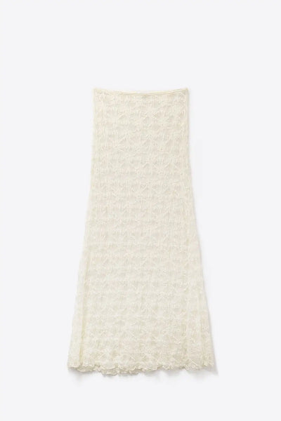 Q2 Long Sheer White Bohemian Style Skirt