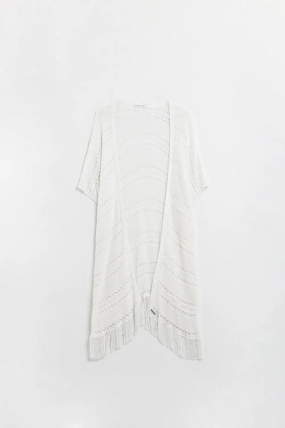 Q2 Long Short Sleeves Cardigan in White