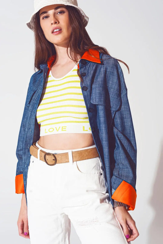 Long sleeve shacket in navy - Coats and Jackets