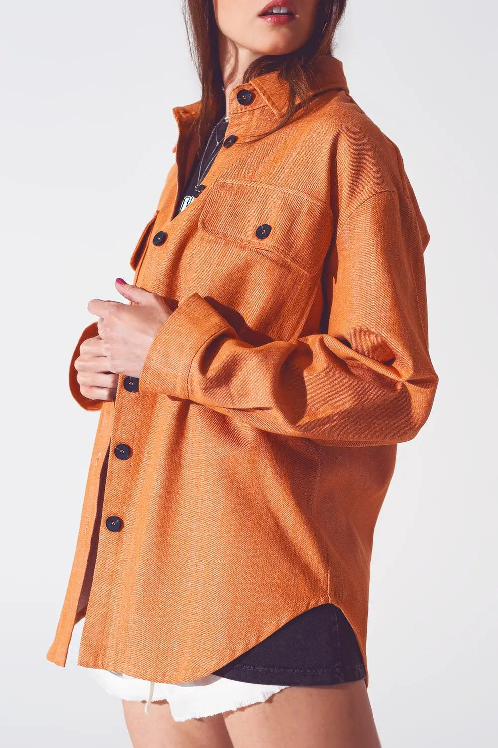 Long sleeve shacket in orange - Coats and Jackets