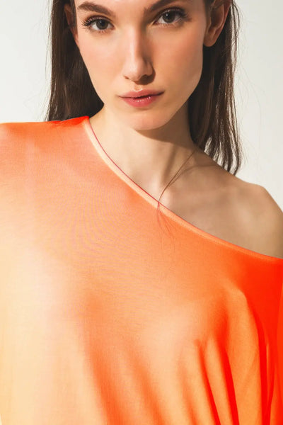 Long sleeve top in hot orange modal - One Size / Orange - Tops