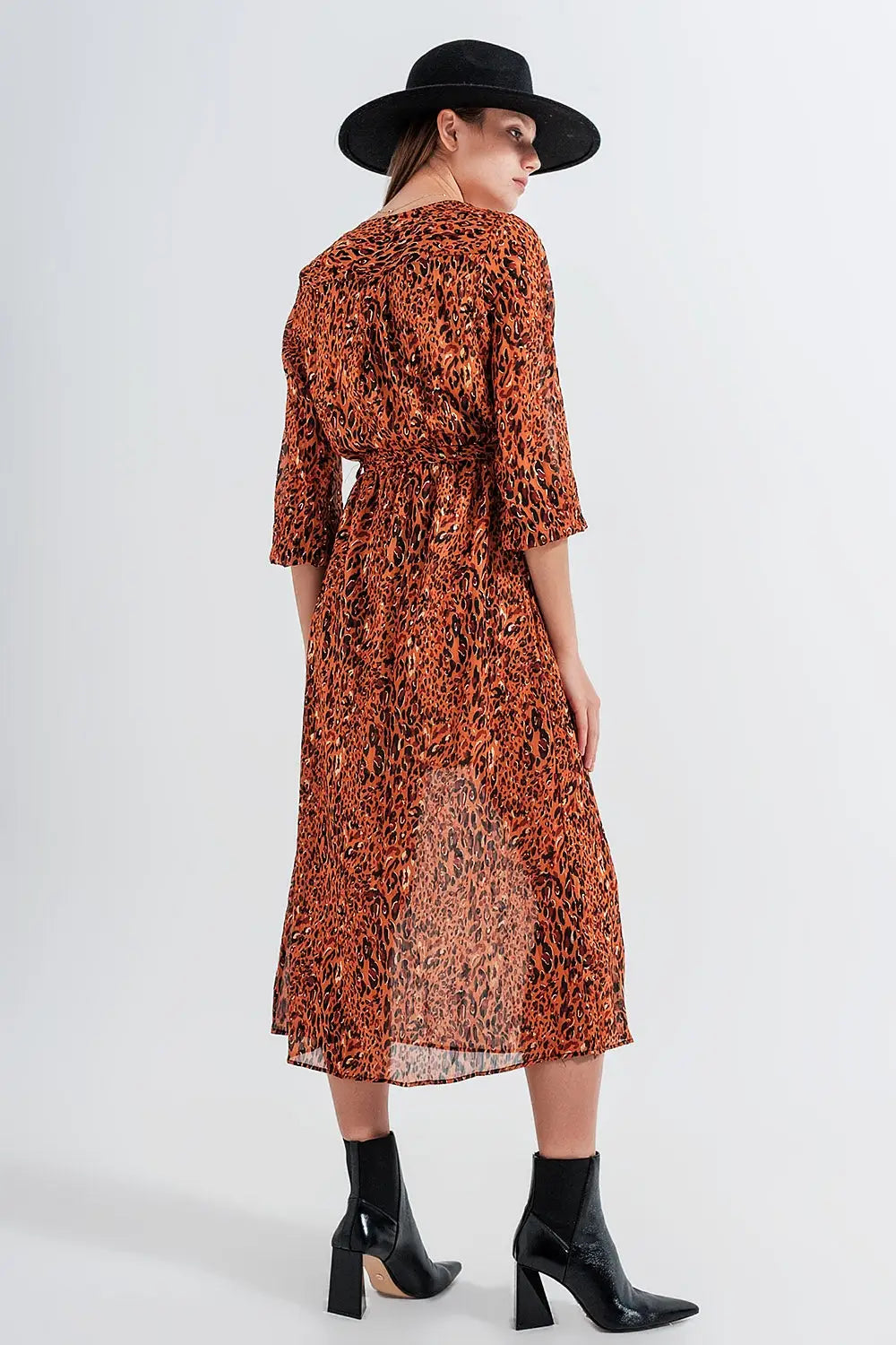 Long wrap dress in animal print - Dresses
