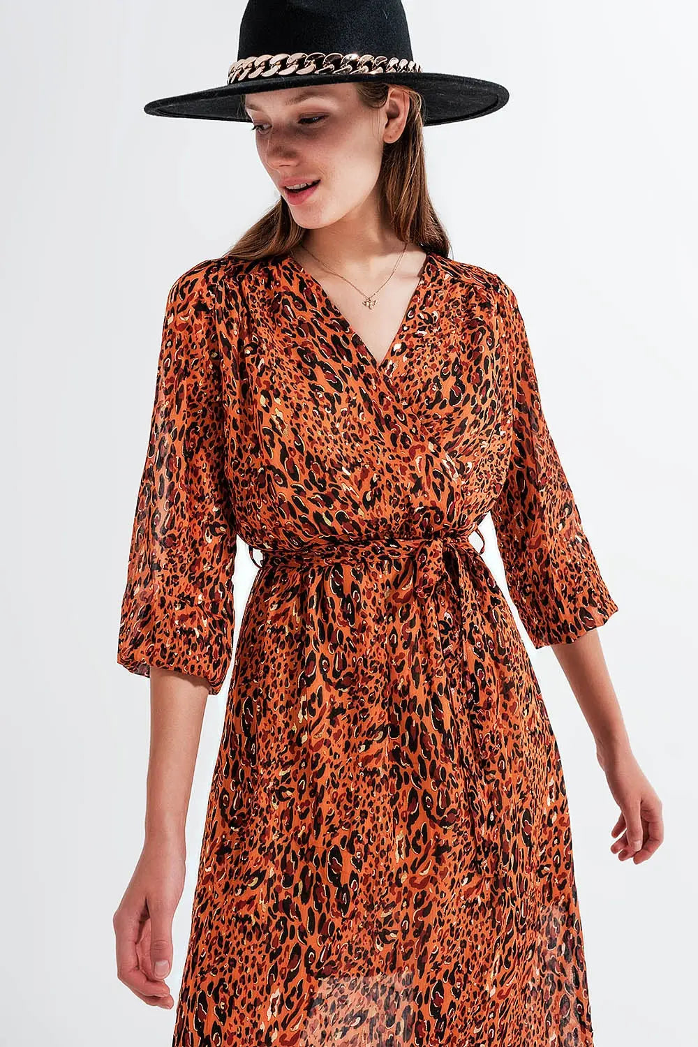Long wrap dress in animal print - Dresses