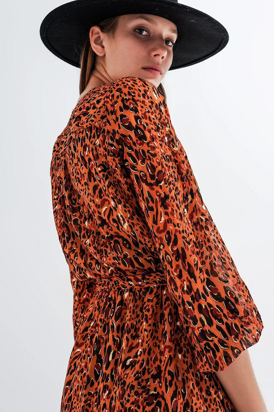 Long wrap dress in animal print - Dresses
