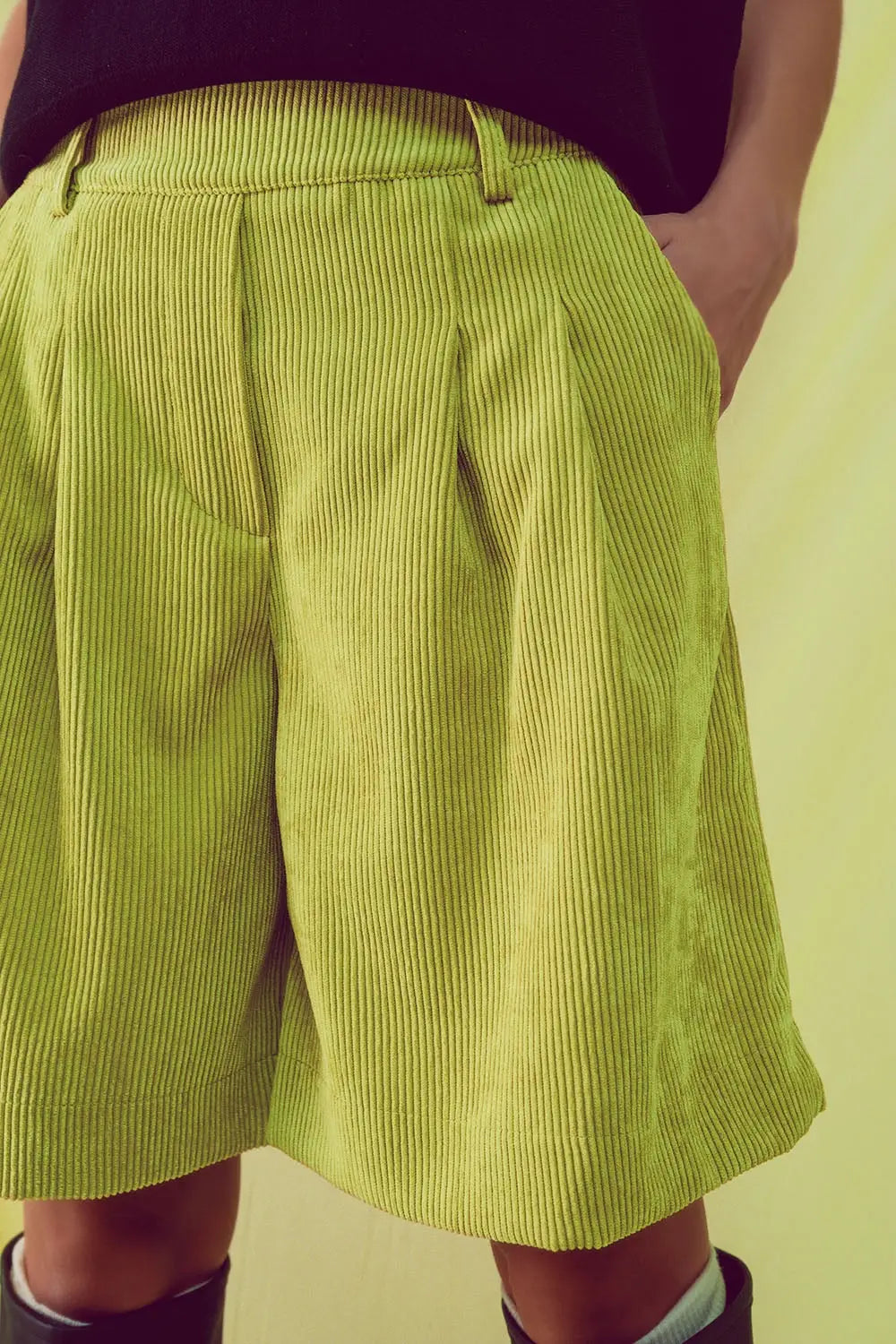 Longline short in lime cord - Pants