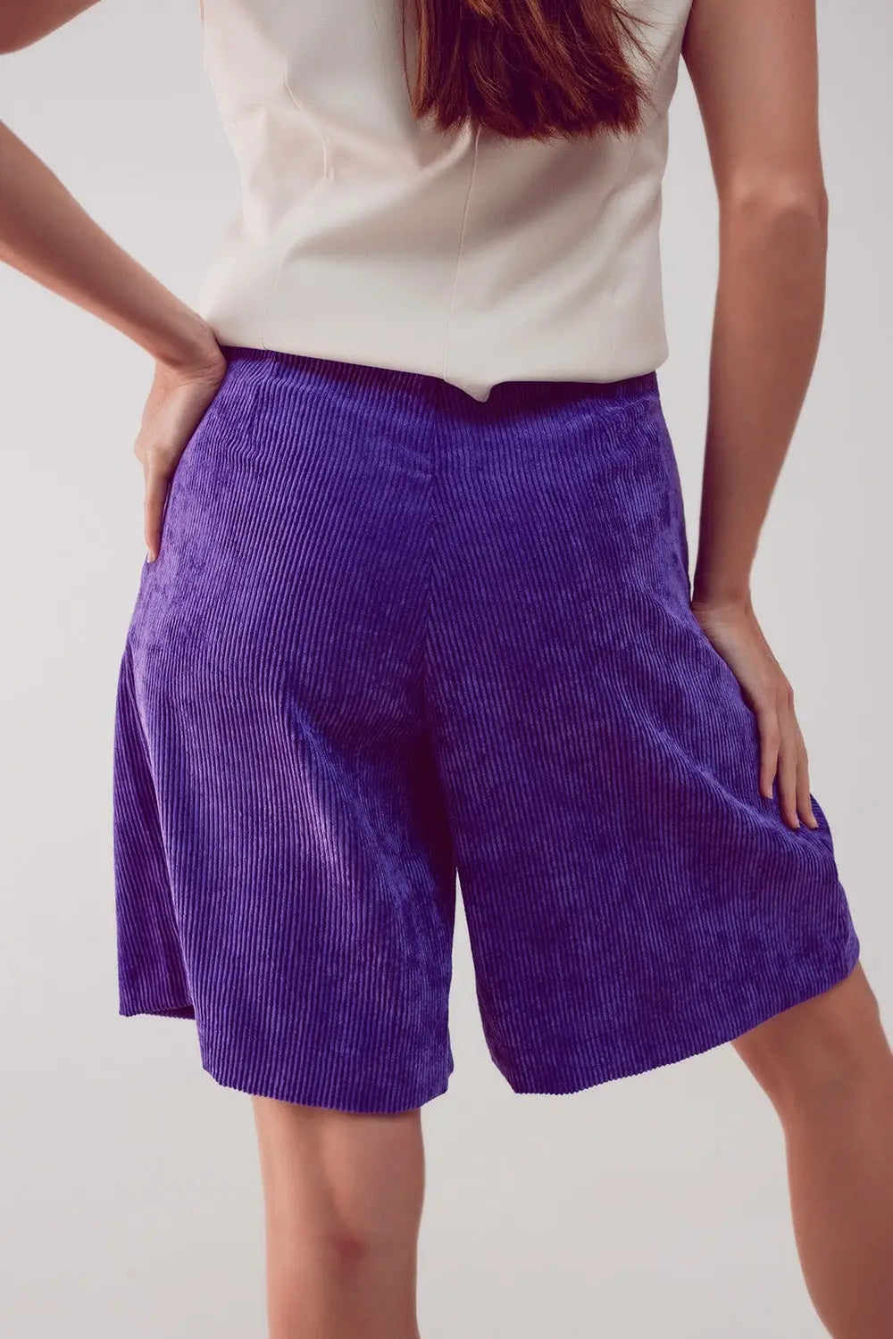 Longline short in purple cord - Pants