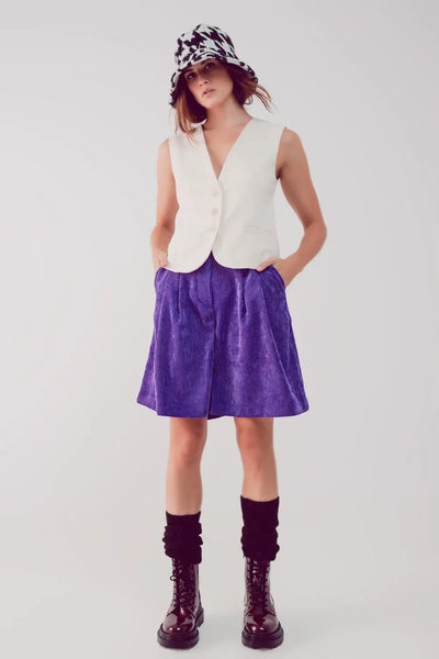 Longline short in purple cord - Pants