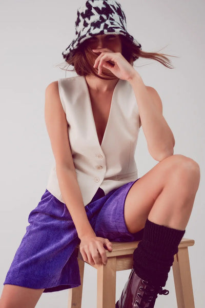 Longline short in purple cord - Pants