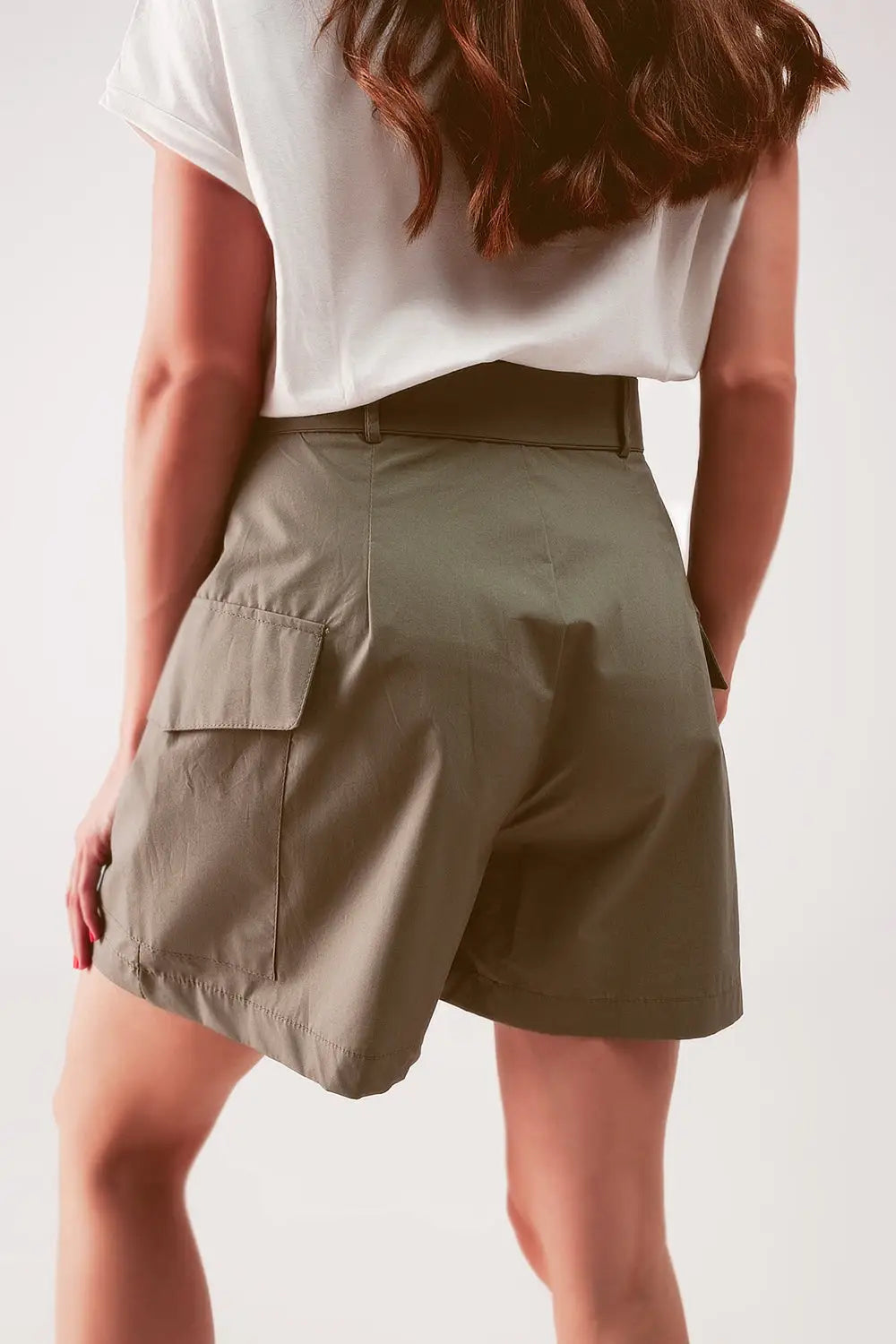 Longline wide leg bermuda shorts in khaki - Pants