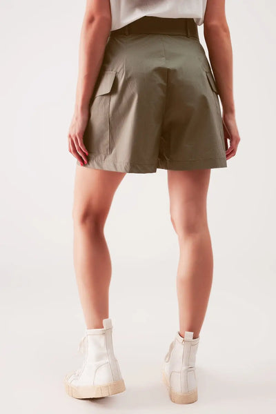 Longline wide leg bermuda shorts in khaki - Pants