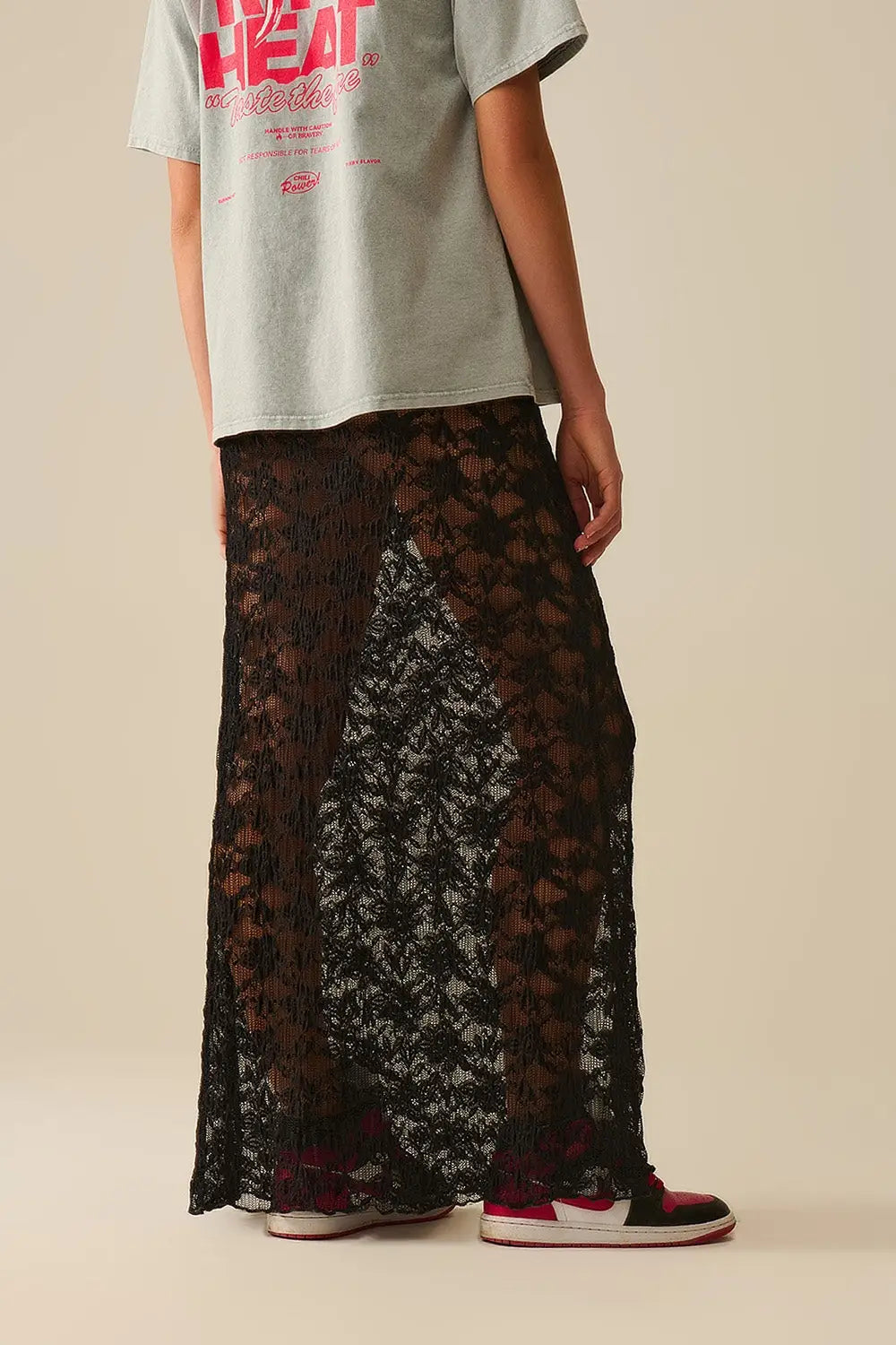 Longue jupe noire transparente de style bohémien - Jupes