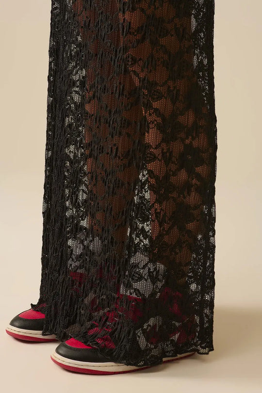 Longue jupe noire transparente de style bohémien - Jupes