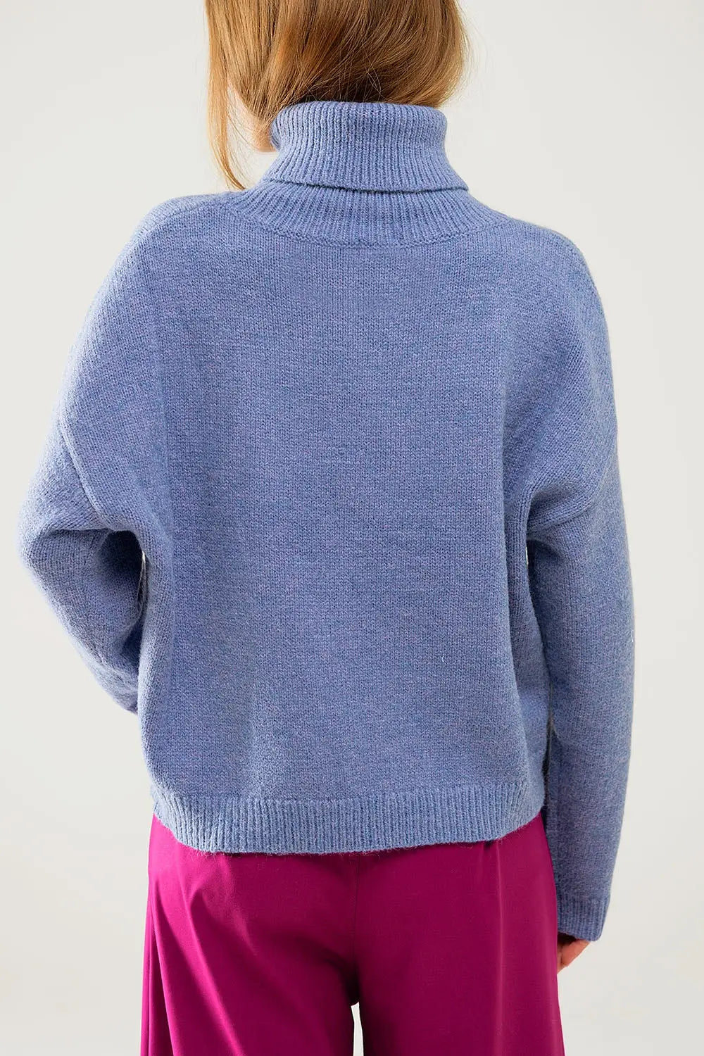 Loose blue sweater with dropped sleeves - Sweaters