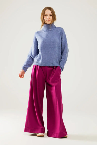 Loose blue sweater with dropped sleeves - Sweaters