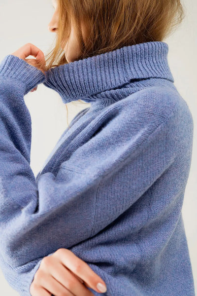 Loose blue sweater with dropped sleeves - Sweaters