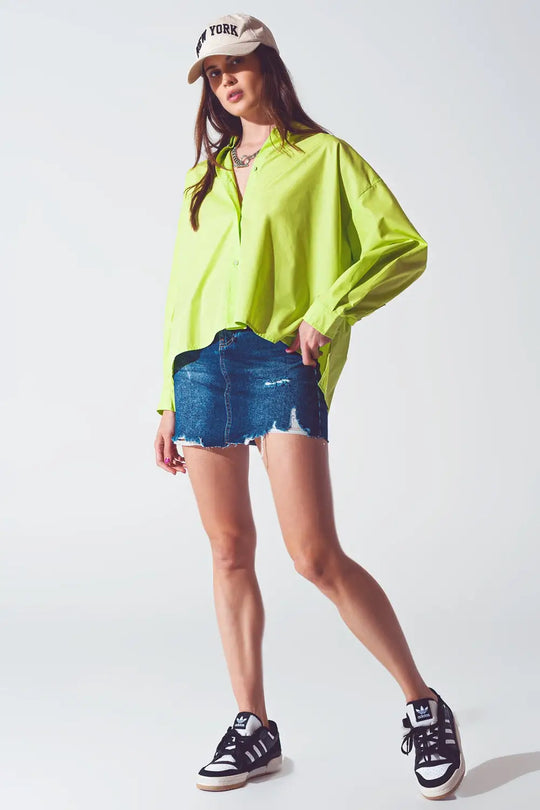 Loose Fit Blouse in Lime Green - Shirts