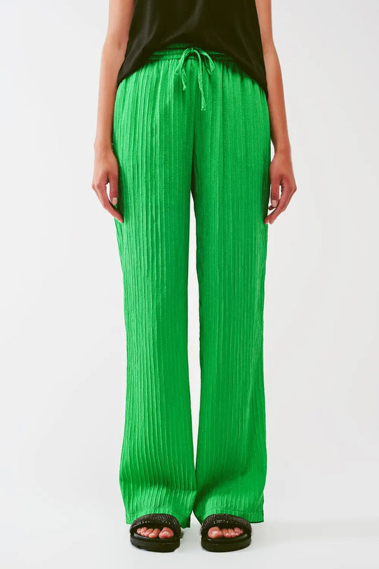 Q2 Loose Fit Striped Pants in Green