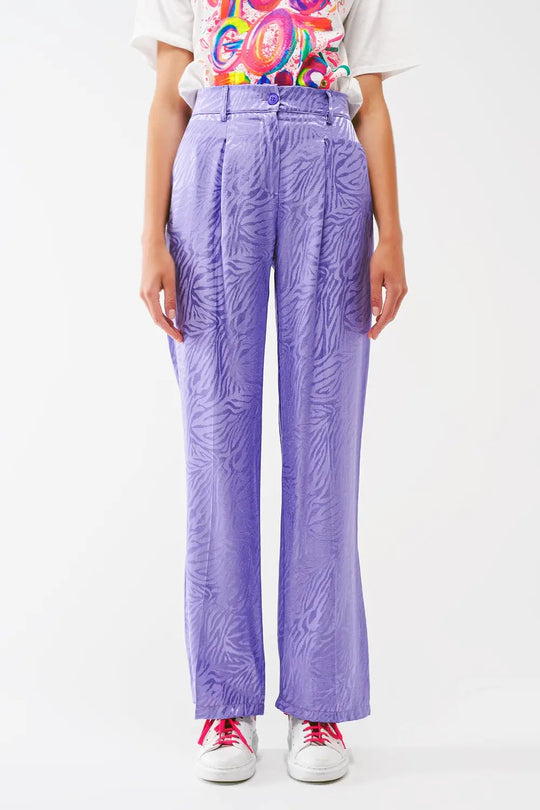 Loose Fit Zebra Print Pants in purple - Pants