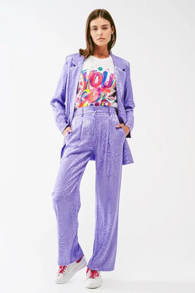 Loose Fit Zebra Print Pants in purple - Pants