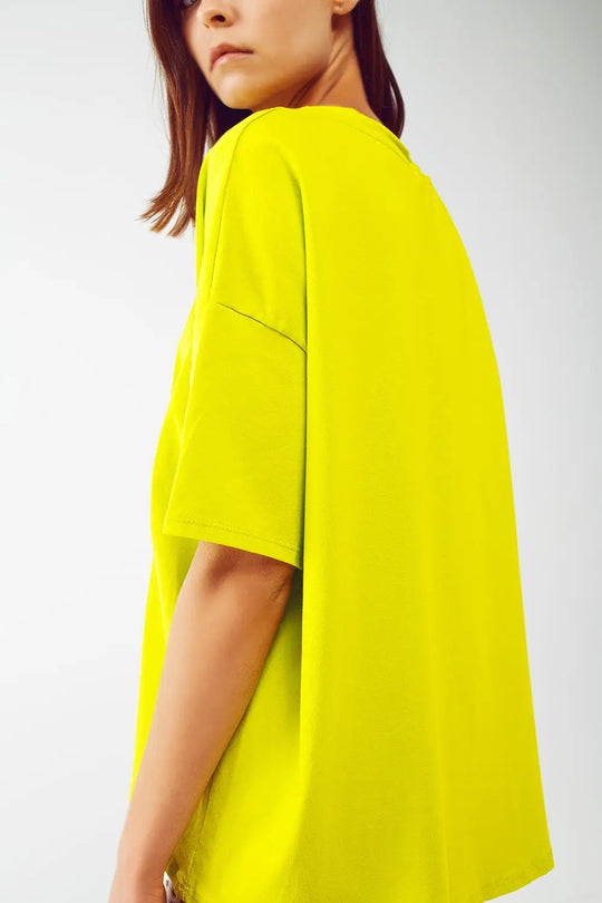 loose-fitting lime T-shirt with colored bear - One Size / Green - Tops
