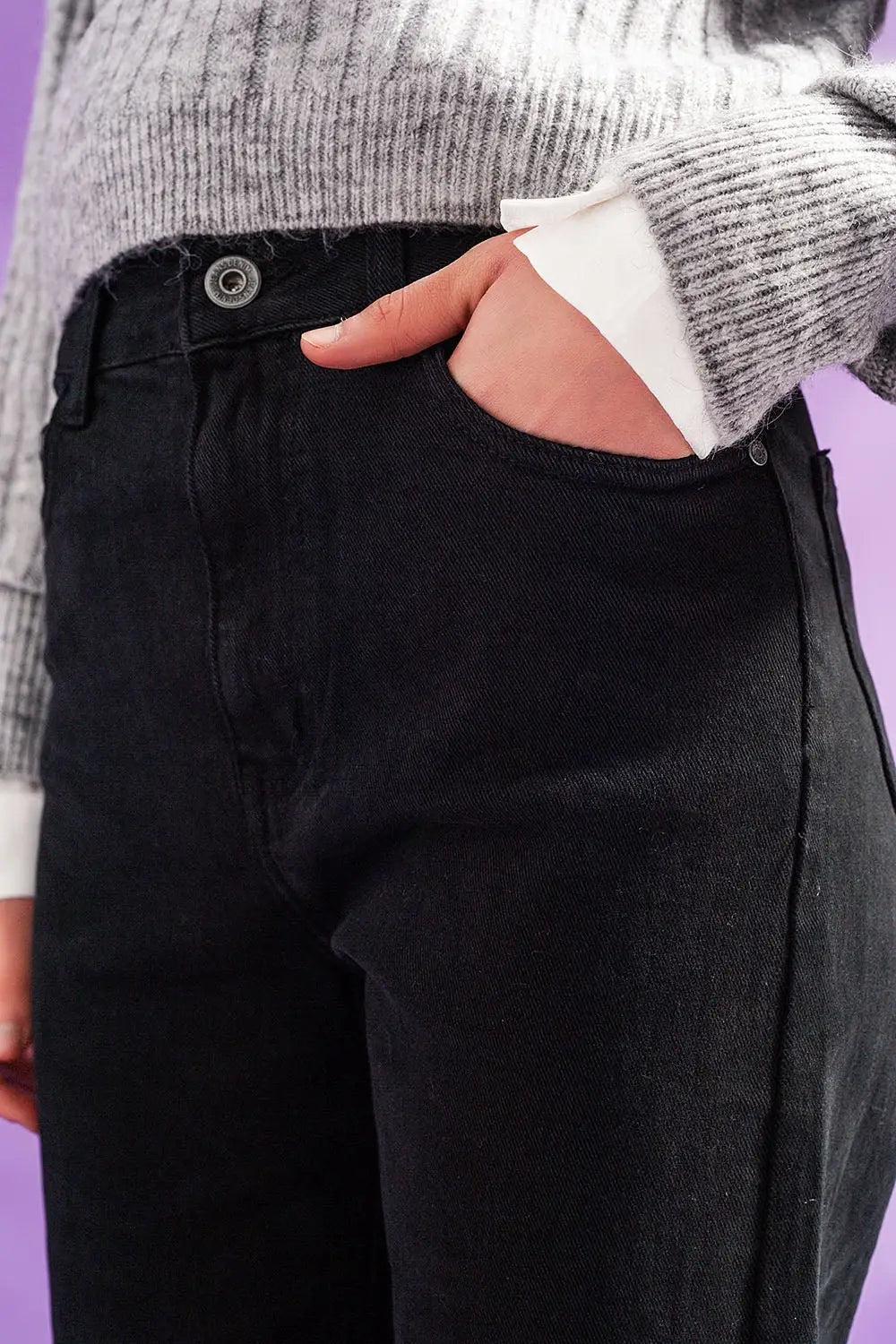 Loose straight leg jeans in washed black - Jeans