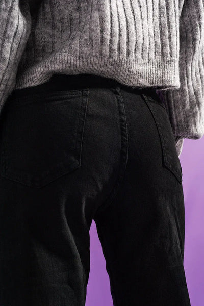 Loose straight leg jeans in washed black - Jeans