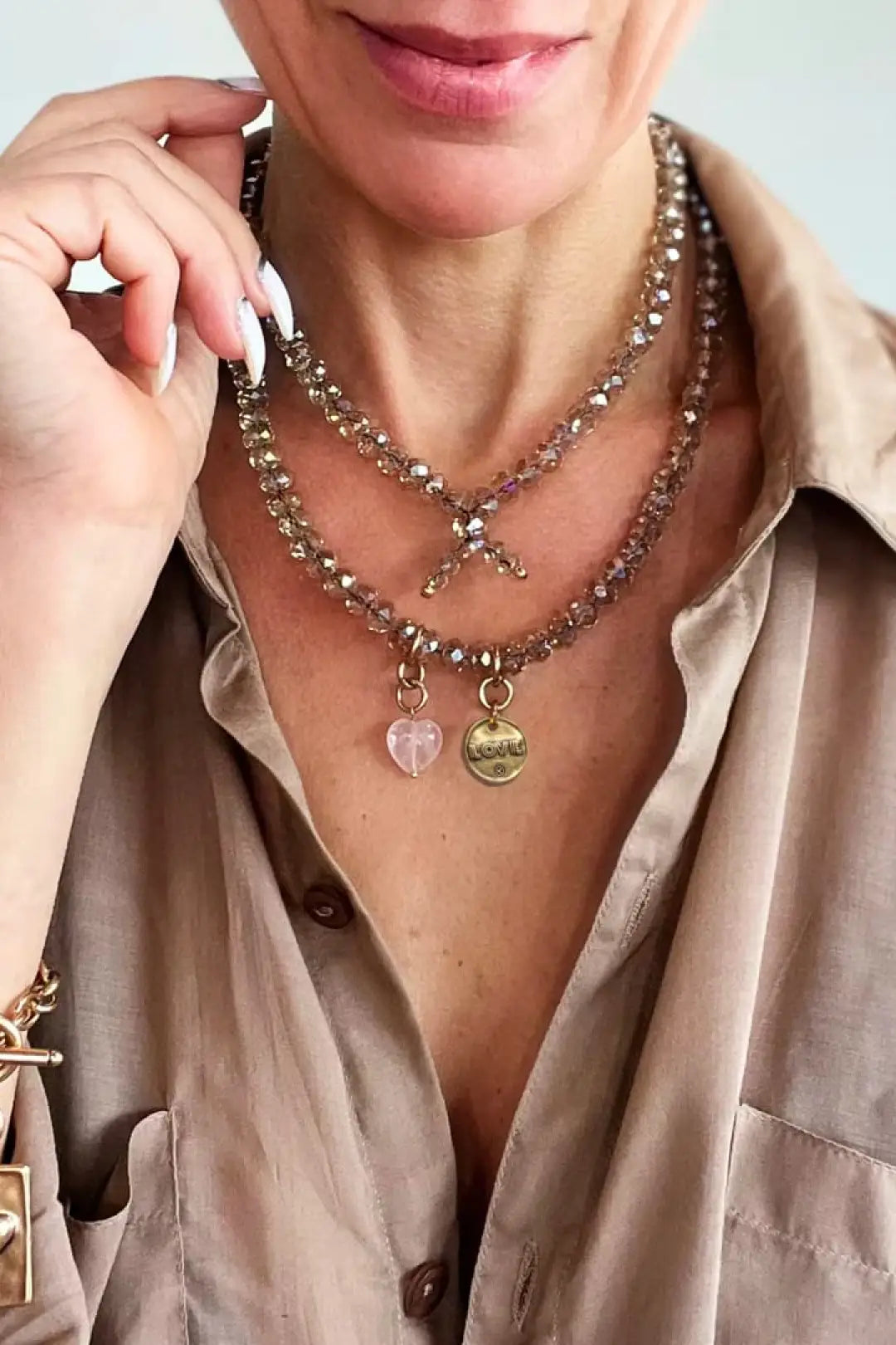 Love Heart Crystal Boho Wrap Bracelet/Necklace