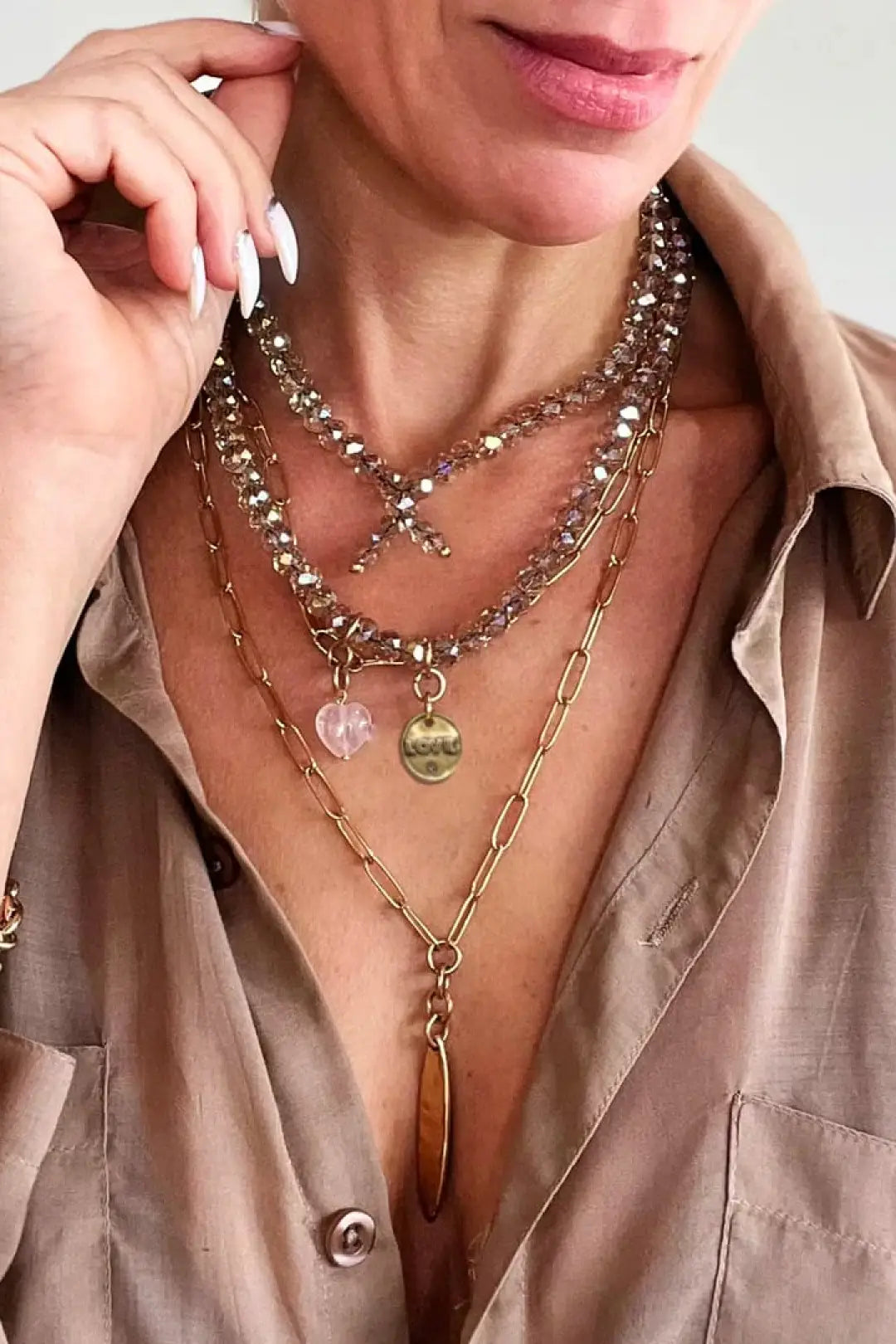Love Heart Crystal Boho Wrap Bracelet/Necklace