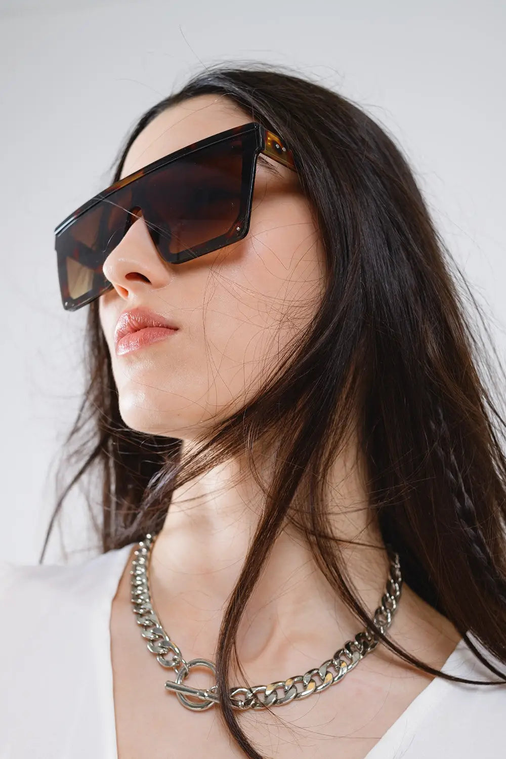 Lunettes de soleil 70’s oversized squared en marron - One Size / bleu