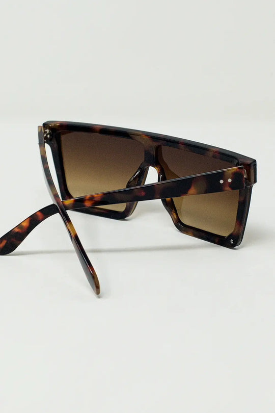 Lunettes de soleil 70’s oversized squared en marron - One Size / bleu