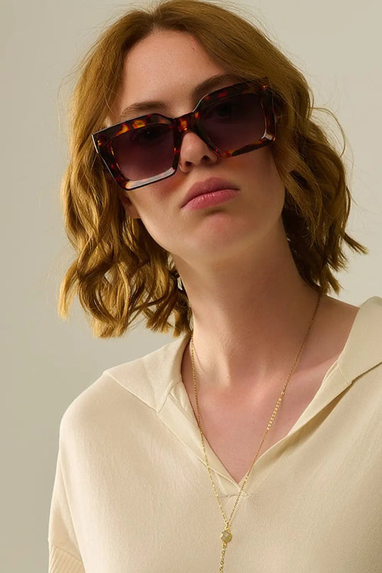 Lunettes de soleil 90s Squared en marron - One Size / bleu