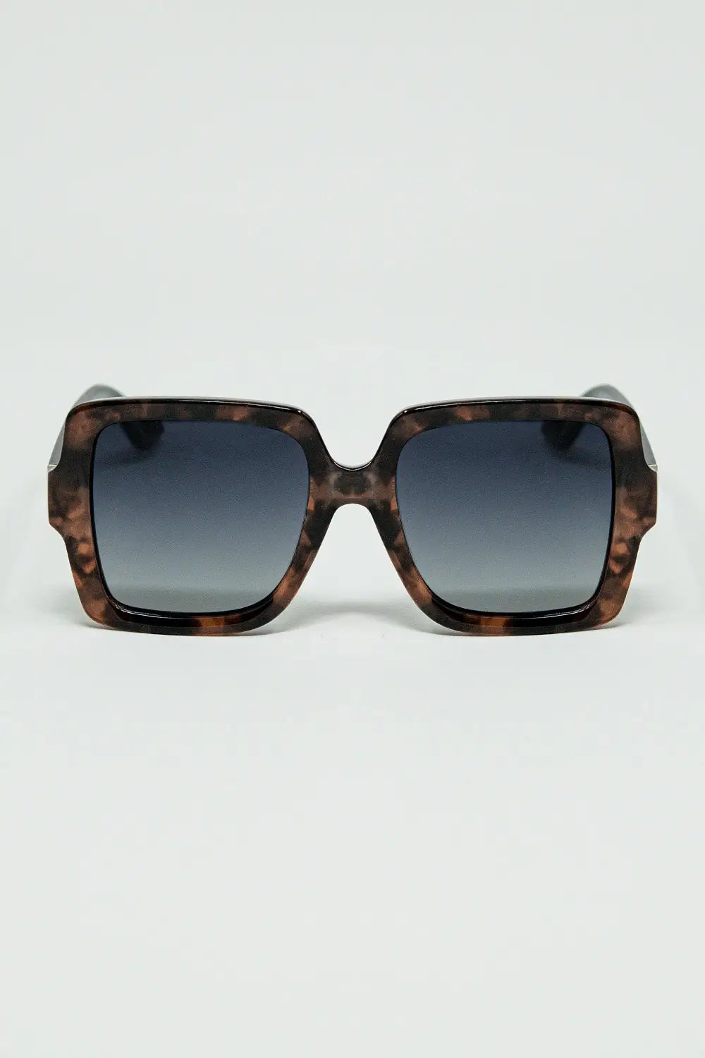 Q2 Lunettes de soleil avec monture imprimée marron et branches noires