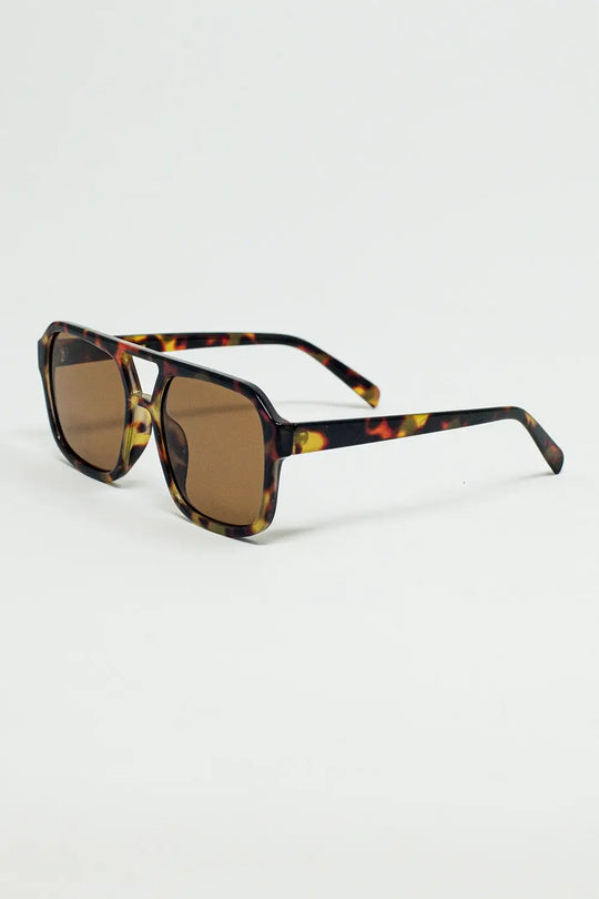 Lunettes de soleil aviateur 70’s en écaille de tortue - One Size / bleu