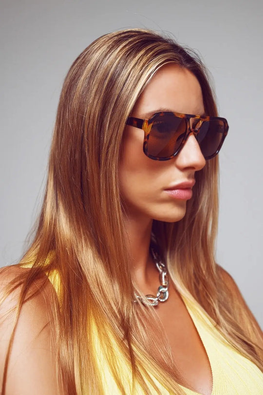Lunettes de soleil aviateur 70’s en écaille de tortue - One Size / bleu