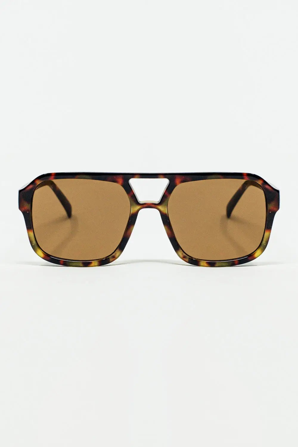 Q2 Lunettes de soleil aviateur 70's en écaille de tortue