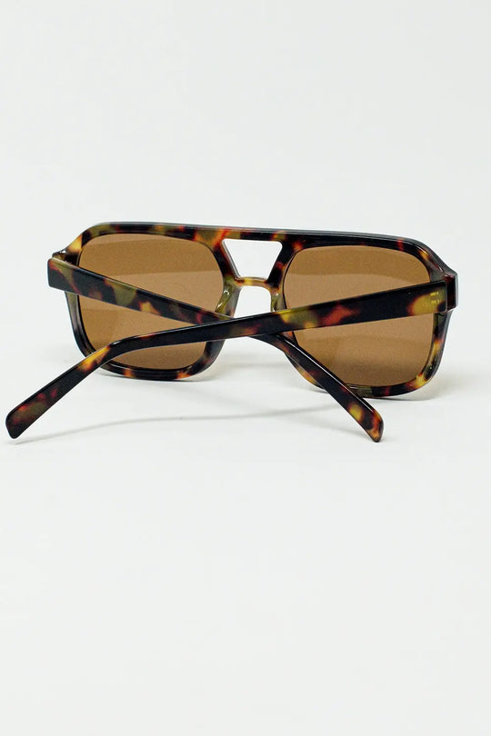 Lunettes de soleil aviateur 70’s en écaille de tortue - One Size / bleu