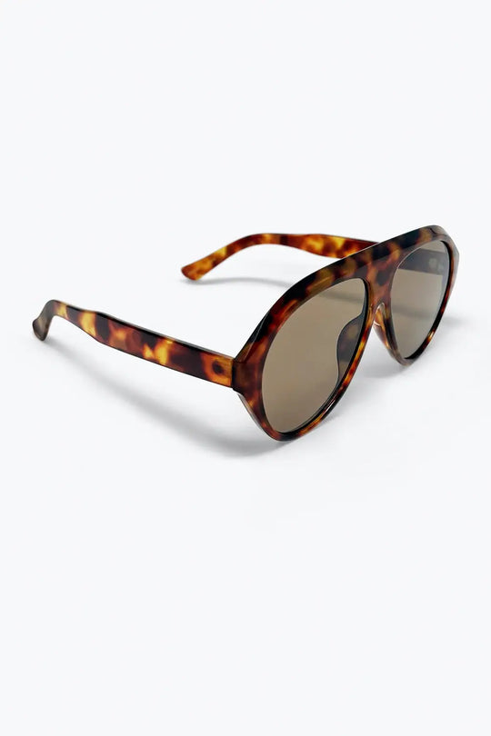 Lunettes de soleil aviateur rétro écaille de tortue avec verres marron - One Size / vert