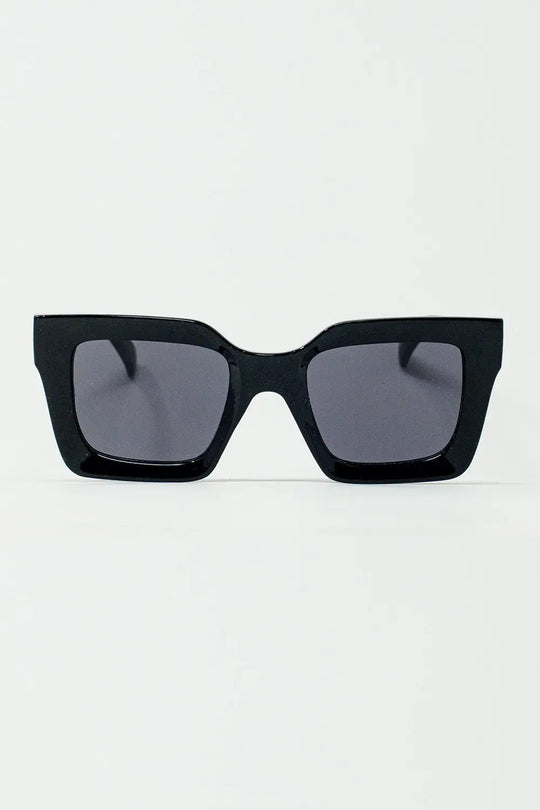 Q2 Lunettes de soleil carrées des années 90 en noir