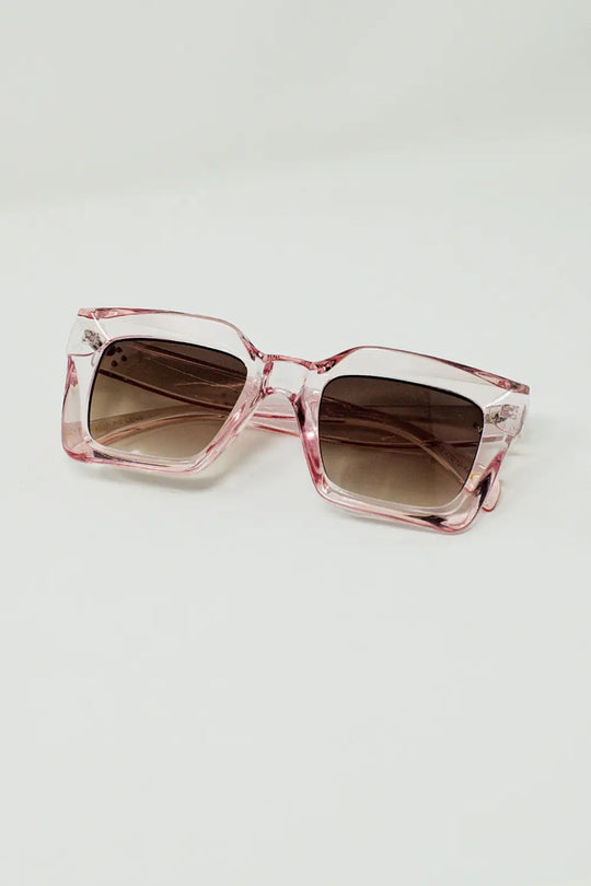 Lunettes de soleil carrées des années 90 en rose - One Size / rose