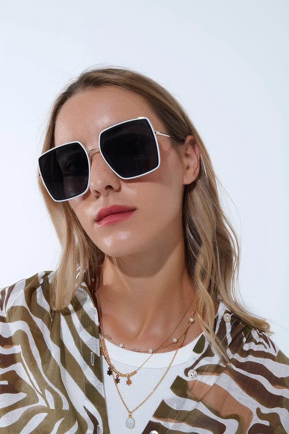 Lunettes de soleil carrées extra-larges en blanc - One Size / blanc