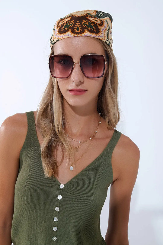 Lunettes de soleil carrées extra-larges en marron - One Size / bleu